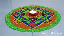 Easy free hand rangoli design / how to draw a colorful rangoli