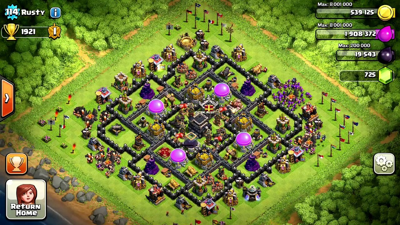 Clash of Clans - Best TH9 Hybrid War Anti Hog Base Layout