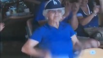 Elderly Woman Flashes Her Old Ass Tatas at Fans During Dodgers Game