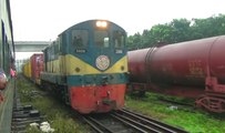 Dewangang express train crossing freight train,Dhaka,Bangladesh