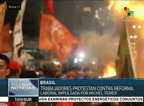Trabajadores brasileños protestan contra la reforma laboral de Temer