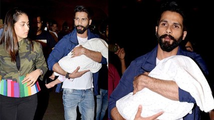 Shahid Kapoor Leaves For IIFA 2017 With Wife Mira & Daughter Misha