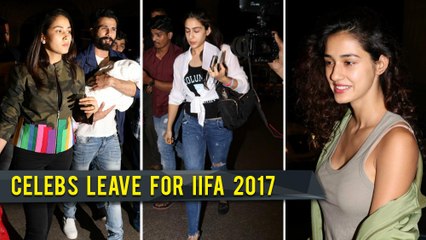 Shahid - Mira, Misha, Disha Patani, Saif With Kids Leave For NYC IIFA 2017