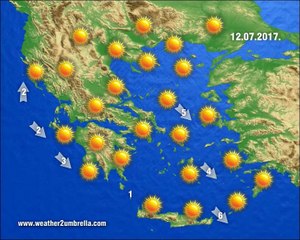 Η πρόγνωση του καιρού για την Τετάρτη 12-7-2017