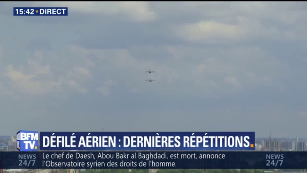 Défilé aérien: dernières répétitions au-dessus des Champs-Elysées avant le 14 juillet