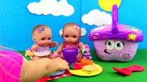 Twin Baby Dolls Lil Cutesies Doll Picnic, Bedtime, Bath, Play Doh Food Finger Family Nurse