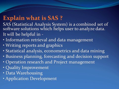 Latest SAS interview Questions and Answers for freshers and experienced– Part 1