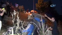 Bursa'da otomobille çarpışan traktör dere yatağına yuvarlandı