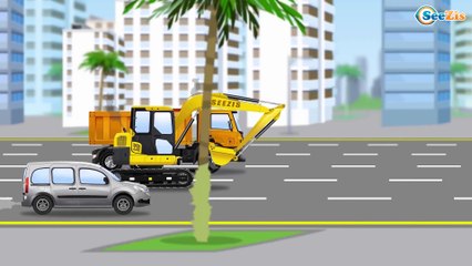 Video for Kids - The Big Excavator Digging in the city | Construction Trucks Cartoon for children