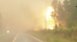 Locals Film Dramatic Escape as Fire Rages Along Roadside in British Columbia