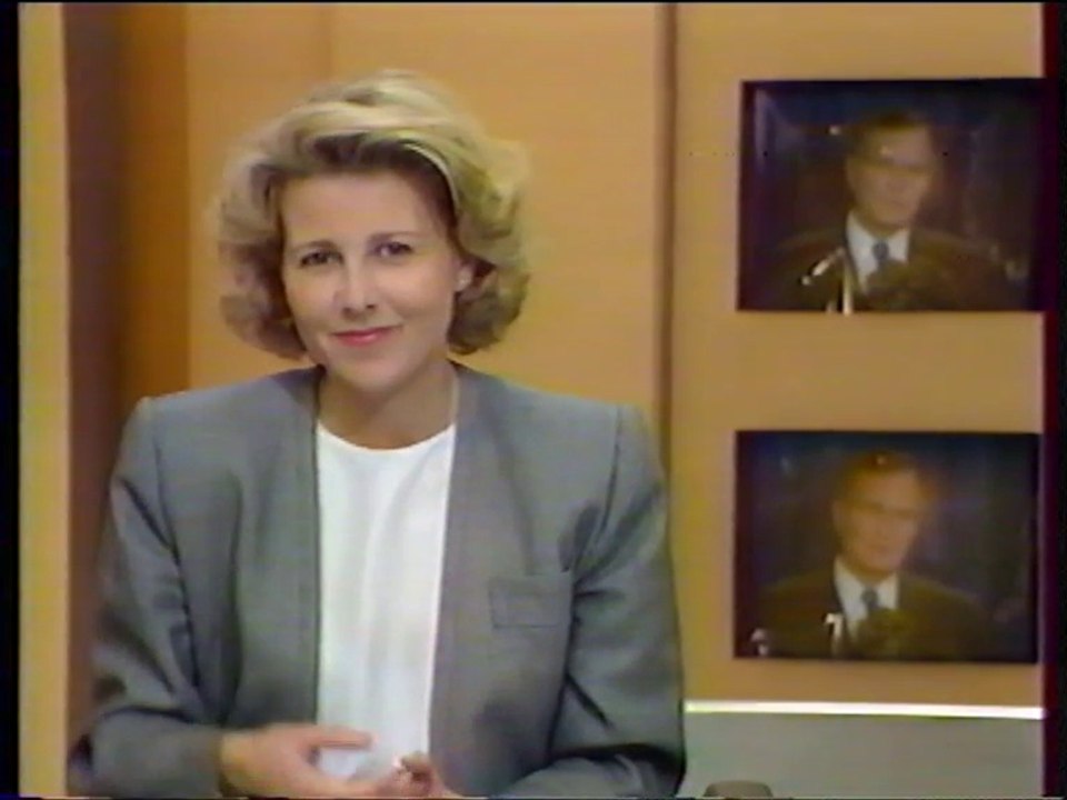 Antenne 2 - 9 Janvier 1991 - Fin Flash Infos (Claire Chazal), teaser, pubs, speakerin (Olivier Minne)