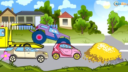 Descargar video: Carros para niños - Excavadoras, Camión, Grúa - Сaricaturas de coches. Spanish Cartoons