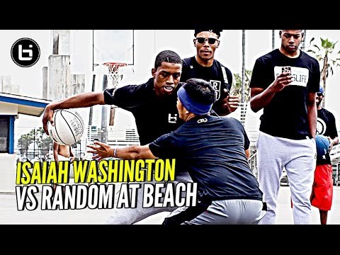 Jelly Fam Isaiah Washington 1 on 1 vs Random Fan at Venice Beach!!! JELLYFAM #BILAAG Weekend