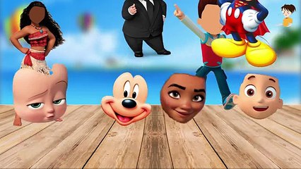 Wrong Face Mickey Mouse Boss Baby Moana PAW RYDER Finger family Nursery Rhymes Learn Colors for Kids