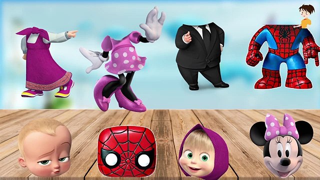 Wrong Heads Mickey Mouse, Spiderman, Masha, Bears, Boss Baby, Finger Family Song Learn Colors for K