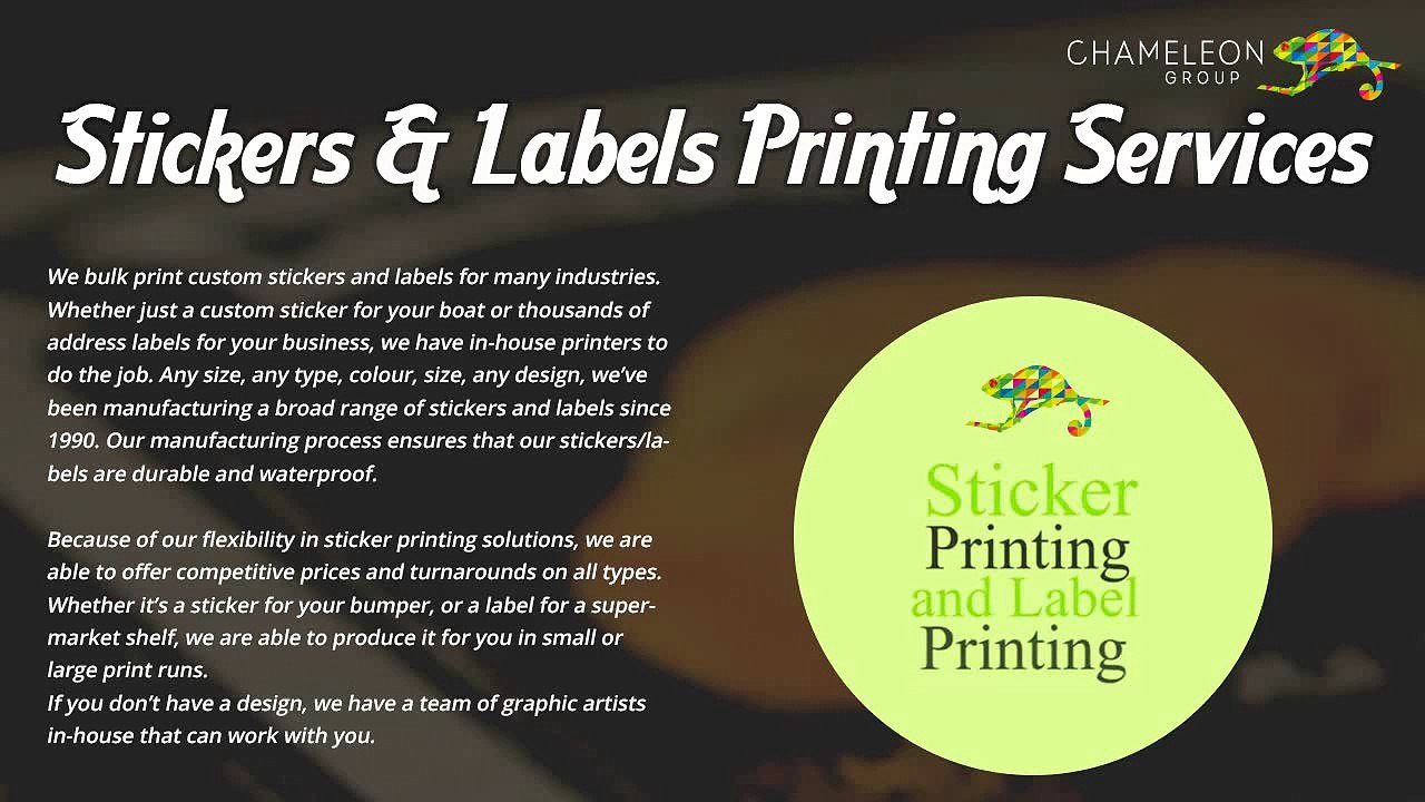 Custom Label and Sticker Printing solutions Australia - Chameleon Print Group