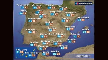 Previsión del tiempo para este miércoles 12 de julio