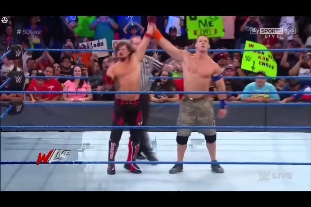 John Cena & AJ Styles vs Kevin Owens & Rusev SmackDown LIVE, July 11, 2017