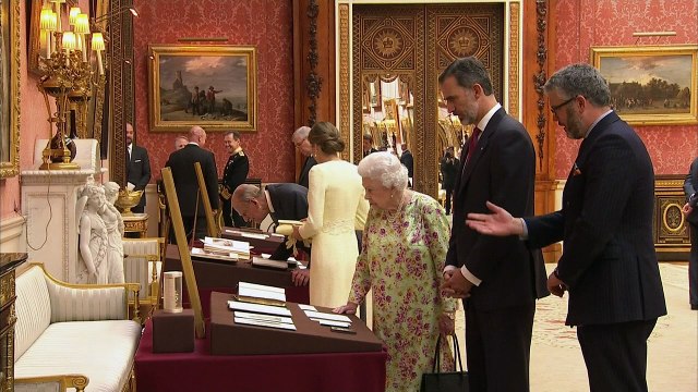 Spanish Royals arrive at Royal Gallery