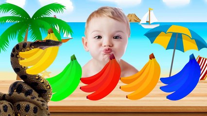 Bad baby crying - Baby learn colors with Banana Pool and GIANT ANACONDA - Learn colors for chiln