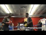 KO Artist Deontay Wilder working mitts showing power - esnews boxing