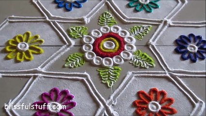Easy and small 7 by 4 dots rangoli / Creative-rangoli designs by Poonam Borkar
