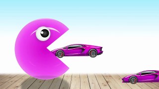 Learn Colors with Pacman and Lamborghini Cars Colors to Kids Childrens Toddlers Baby