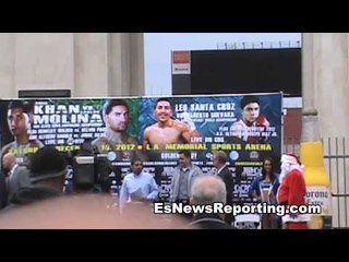 Amir Khan vs carlos MOLINA weigh in khan army get loud - esnews boxing