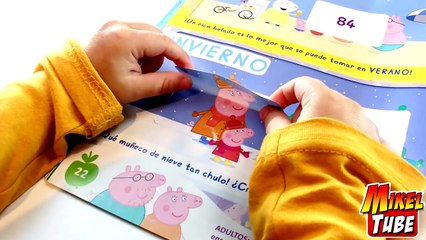 Leo continua su colección de Peppa Pig y los pega en su álbum, Canal Infantil Mikel Tube