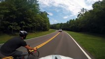 Helmetcam captures moment SUV knocks cyclist to the ground