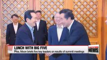 President Moon stresses political cooperation during luncheon meeting with five key leaders