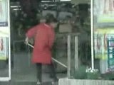 Dumb Woman Tries To Wash Automatic Doors