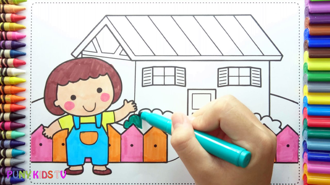 Learning How to Drawing Baby and House Colorful for Kids - Coloring Pages Videos For Kids