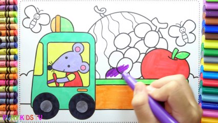 How to Drawing Mouse and Fruit Colorful for Children - Coloring Pages Videos For Kids