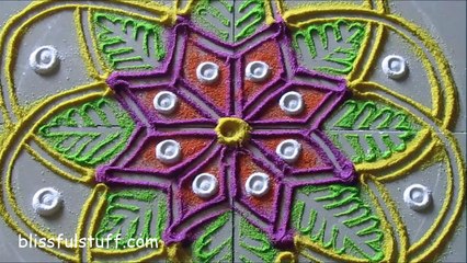 Small and easy flower shaped rangoli / Creative rangoli designs by Poonam Borkar