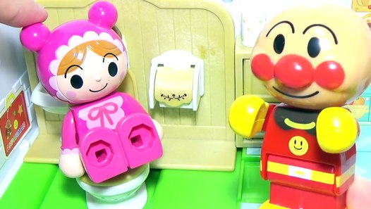 アンパンマン おもちゃ トイレトレーニングとお店屋さんでお買い物ごっこ遊び&トイトレ うんちをおむつ替え お世話