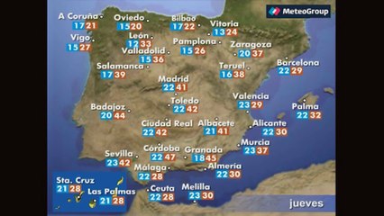 Previsión del tiempo para este jueves 13 de julio