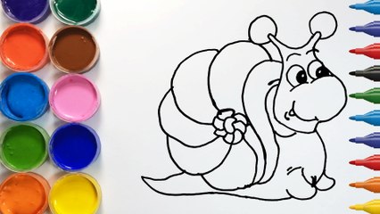 How to Draw & Color a Snail cartoon | Drawing on & New Learning for Kids | Learn colors