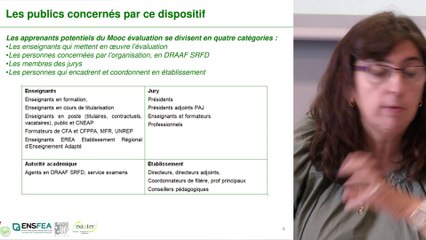 Présentation de la articipation de l'ENSFEA au MOOC évaluation par Sylvie Perget