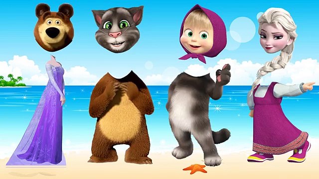 Wrong Heads Frozen Elsa Masha Bears Talking Tom Finger Family Learn Colors For Kids