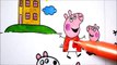 Peppa Pig and George - Tooth Brushing BEST LEARNING Coloring Book Pages Rainbow Colors - Kids Videos