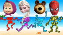 Wrong Heads Skeleton Masha Bears Frozen Elsa Spiderman Finger Family Learn Colors For Kids