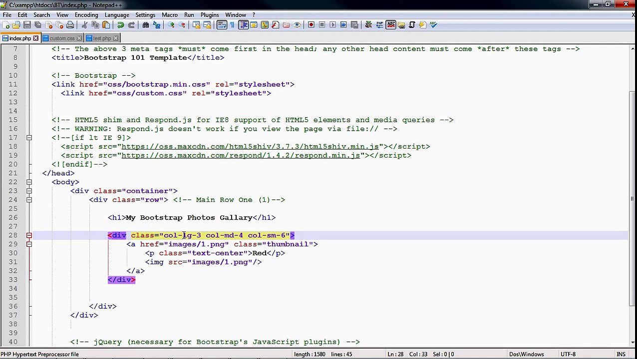 Part 9 Bootstrap Grid System Image Class Project