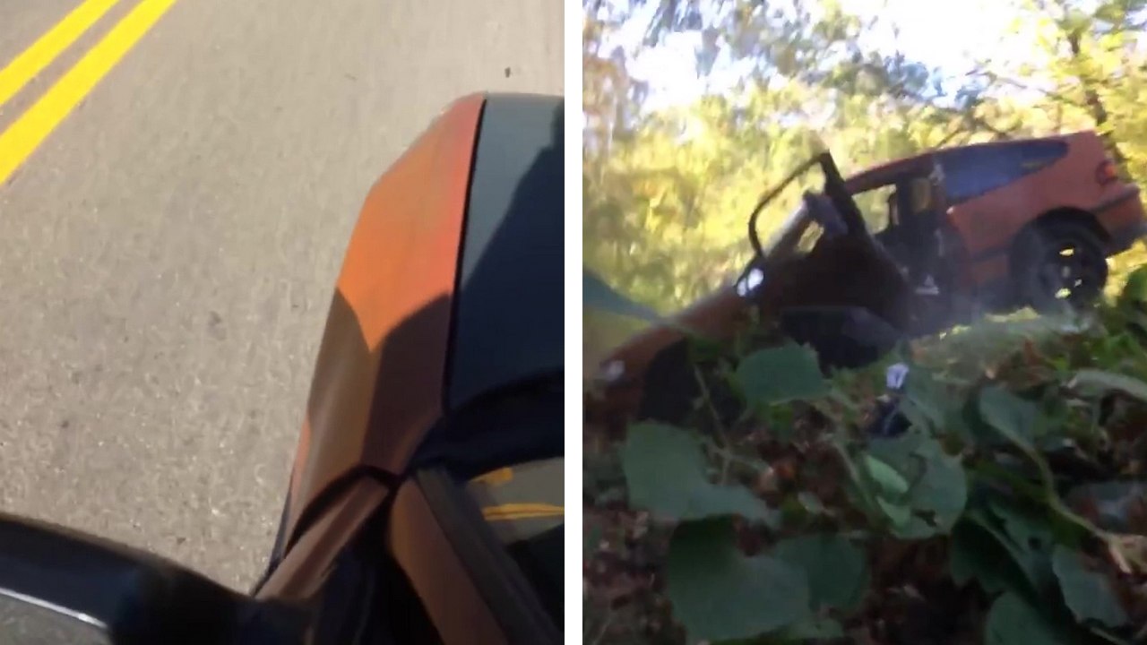 Il prend une descente avec sa voiture sans freins