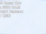 HP Notebook 156 Zoll AMD E27110 Quad Core 4x180 GHz 8GB RAM 750GB HDD AMD Radeon R2 BT