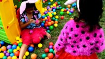 DISNEY FROZEN Movie Videos 2016 Rainbow House Ball Pit Surprise Big Anna vs Elsa Kids Fun Activities