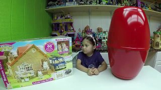 HUGE SURPRISE EGG OPENING CUTE CALICO CRITTERS SURPRISE TOYS LogCabin Gift Set Sylvanian Families