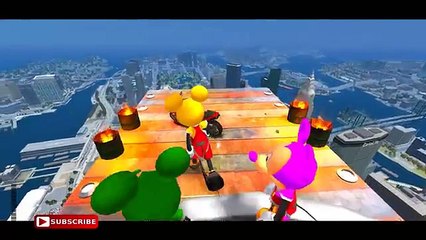 EPIC MOTORBIKE PARTY & COLORS Mickey Mouse have Fun in Toboggan (Nursery Rhymes Songs for Children)