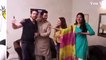 Junaid Khan and Sarwat Gilani  welcoming their new cast member on the set of Khasara