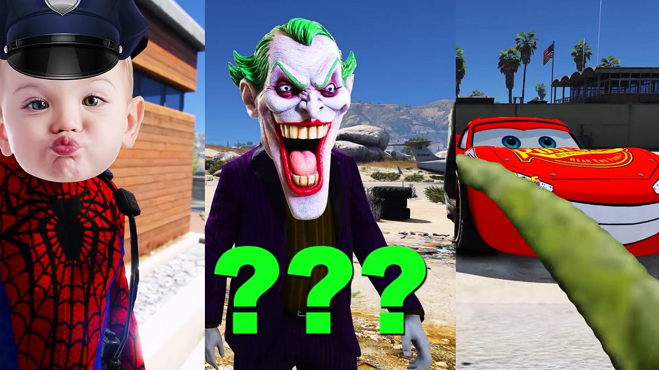 Spiderman Police CAR RACE w/ McQueen Joker Giant Venom Prank McQueen Giant Hulk in Spiderman Cartoon